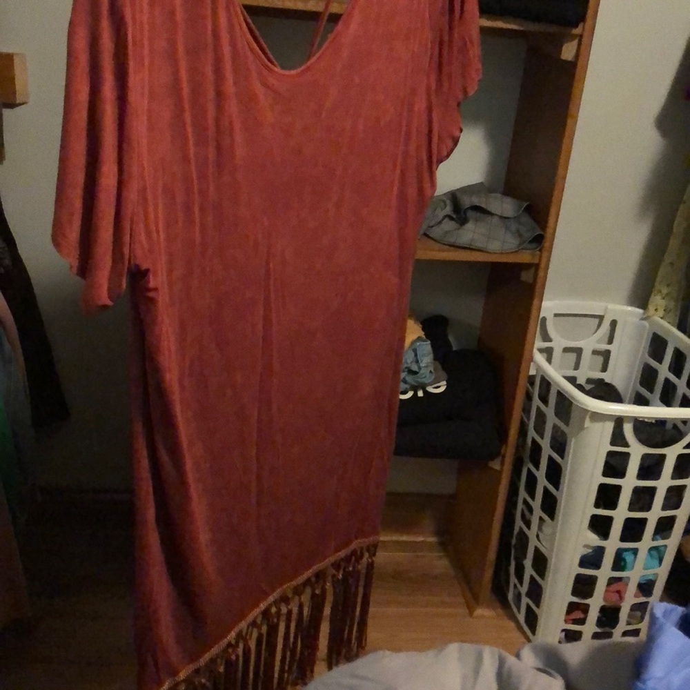 Dark Orange Fringe Dress